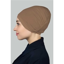 Hazır Pratik Geçmeli Lastikli Tesettür Bone Toprak