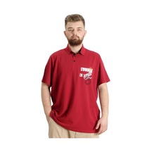 Mode Xl Büyük Beden Erkek T-Shirt Polo Parçalı Summer 23331 Bordo 001