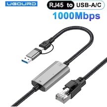 Ugourd 1.20 Metre 1000-mbps Rj45 Ethernet Dönüştürücü Type-c+usb