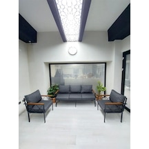 Safir Balkon-bahçe-kafe Çay Seti Koltuk Oturma Takımı-oturma Grubu Siyah