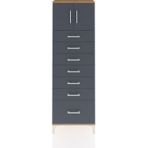 Arges Dolap Tek Raflı 7 Çekmeceli 2 Kapaklı 60x30x182 Çam-ant... Çam