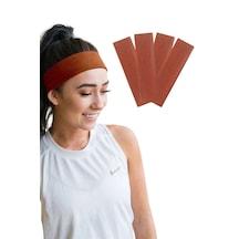 4lü Saç Bandı Pamuk Kadın Bandana Likralı Spor Kafa Yanık Turuncu Bakır