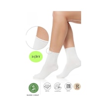 Trampler Unisex 3 Çift Bambu Çorap Lastiksiz Beyaz Soket Çorap Sıkmayan Çorap Beyaz