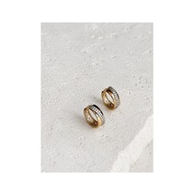 Çelik Rose Gold Sıra Taşlı Halka Eva Küpe -kararma Yapmaz- Altın