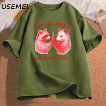 Flood Of Style Daha Fazla Çöp Tenekesi Daha Az Çöp Tenekesi T T-shirt Pamuk Boy Erkek Giyim Grafik Tees Unis Yeşil
