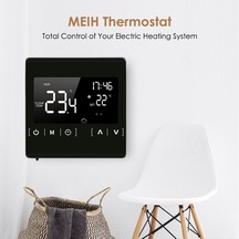 Leezsing Ev İçin Akıllı Lcd Dokunmatik Ekran Termostatı Programlanabil Siyah
