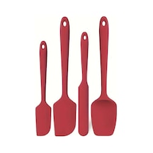 Chenkestoreone 4 Parça Kırmızı Yüksek Isıya Dayanıklı Silikon Spatula Seti: Yapışmaz Pişirme Kapları İçin Esnek Mutfak Karıştırma Pişirme Kırmızı