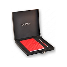 Corvus Kalem ve Ajanda 2 'li Kırmızı Deri Set Cv-10