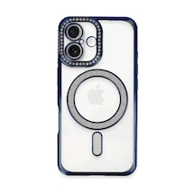 Newface Apple İphone 16 Plus Kılıf Joke Simli Magneticsafe Kılıf - Lacivert
