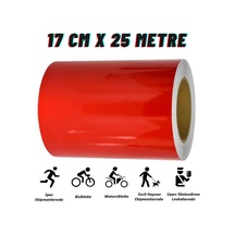 Carub Reflektif Fosforlu Şerit Bant 17 Cm X 25 Metre Kırmızı İkaz Bandı BR2405502
