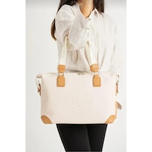 Just Polo Kadın Yeni Sezon Büyük Boy Lüks El Ve Omuz Çantası Shoulder Bag Ebat: 33 X 40 Cm Krem - Taba