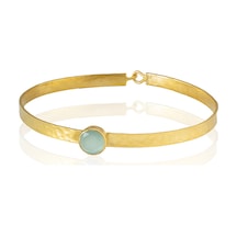 Kadir Jewellery 22 Ayar Altın Kaplama El İşçiliği Zirkon Taşlı Kadın Kelepçe Bilezik Açık Mavi