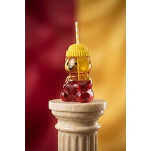 Taraftar Premium Sarı Kırmızı Cam Barista Soğuk İçecek Bardağı-ayıcıklı Bardak 550 Ml Kırmızı