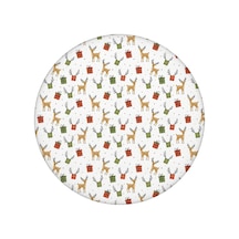 Noel Desenli Yuvarlak Elastic Masa Örtüsü, 45-52 İnç, Suya Dayanıklı, Piknik Ve Kamp İçin Noel Geyik Hediyesi