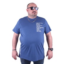 Mocgrande Büyük Beden Erkek Baskılı Tişört Beyond Self 23128 INDIGO-INDIGO