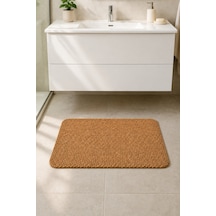 Yıkanabilir Banyo Paspası Kaymaz Taban Su Emici Duş Önü Lavabo Önü Tuvalet Önü Banyo Halısı 40x60 Cm Kahverengi