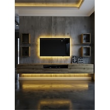 Resital Duvara Monte Ledli 270 Cm Tv Ünitesi Duvar Raflı - Ll6026 Ceviz
