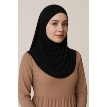 Mim Eşarp Pileli Tesettür Hijab Hazır Eşarp Siyah