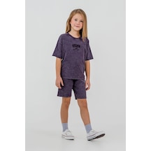 U.S. Polo Assn. Kız Çocuk Mor Bermuda Takım Us2530-c