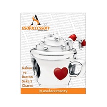 Yılbaşı Kahve Kupası Charm Gümüş Kaplama