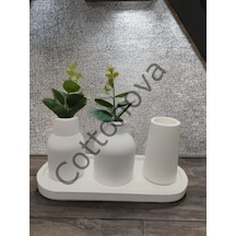 Cottonova C47 Dekoratif Vazo Takımı 3lü Beyaz