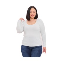 Disentis Büyük Beden U Yaka Uzun Kollu Viskon Beyaz Body Beyaz