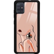 Samsung Uyumlu A51 Silüet Tasarımlı Glossy Telefon Kılıfı Siyah