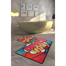 Red Love Djt 2 Lı Set Banyo Halısı, Paspas Çok Renkli