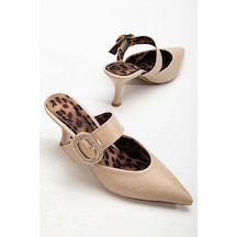 Yote Bej Cilt Topuklu Terlik Çok Renkli