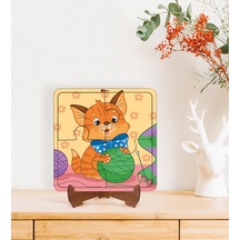 Bk Toys Çocuklar İçin 2 Si 1 Arada Eğitici-öğretici Ahşap 4 Parça Yapboz Puzzle Çerçeve Model 18