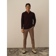 Xint Bordo Lüks Pamuk Dokulu Regular Fit Kazak 801735