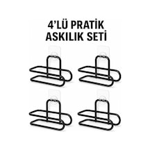 Mey İthalat Siyah Metal Wc Kağıtlık Yapışkanlı Duvar Tipi Tuvalet Kağıdı Tutucu Seti 4 Adet Diğer