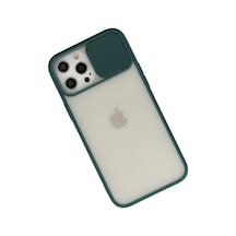Apple iPhone  Uyumlu,  12 Pro Max Kılıf Palm Buzlu Kamera Sürgülü Silikon - Yeşil