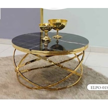 Mim Siyah Mermer - Gold Elips Orta Sehpa Siyah Mermer - Gold