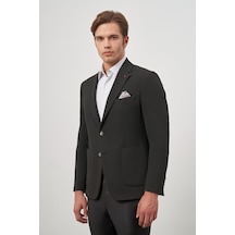 İmza Siyah Kendinden Desenli Gofreli Mono Yaka Kelebek Astar Çift Yırtmaç 2 Düğme 6 Drop Slim Fit Classic Ceket 1002245158 Siyah