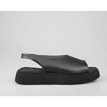 Zeyn 7915 Hakiki Deri Siyah Kadın Sandalet