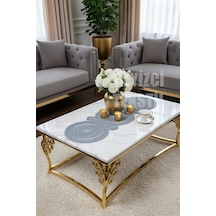 Dantel Detaylı Gümüş Oval Runner 115x35cm Diğer