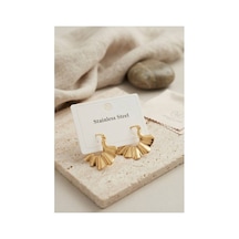 316l Çelik Gold Renk Yelpaze Model Küpe Tj-bkp12045 Evimdeyokyok