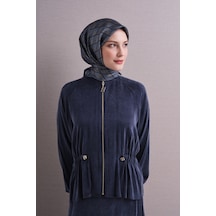 Armine Sura İpek Eşarp 2026-2027 - Sonbahar Kış-asm9626 Lacivert-Gri
