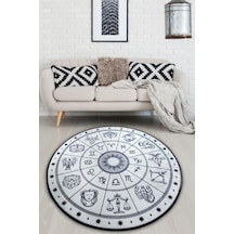 Horoscope Beyaz 200X200 Cm Dekoratif Halı , Kaymaz Halı