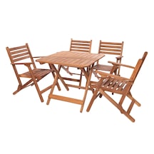 Modermo 4 Kişilik Ahşap Katlanır Oturma Grubu - 80x80 Cm Grup F