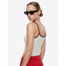 Koton Pamuklu Slim Fit İnce Askılı Puantiyeli Atlet Ekru Desenli 6sal30262ık