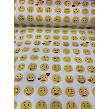 Duck Keten Kumaşı Emoji Desen Leke Tutmaz Ev Tekstili Döşemelik
