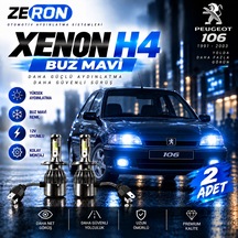 Peugeot 106 Xenon H4 Buz Mavi Led Far Ampulü 12v - 2 Adet Yüksek Aydınlatma Kolay Montaj