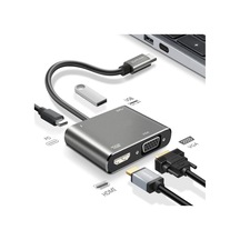 4in1 Type-c Hub Dönüştürücü Adaptör 4k Hdmı Vga Görüntü Aktarımı Pd Şarj Usb Çoklayıcı
