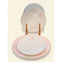 7'li Porselen Rosaria Pasta Seti Pembe-5738