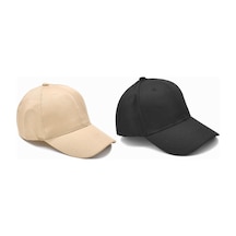 Külah Pamuklu Beyzbol Şapka Cırtlı Flex Cap | Siyah Bej 2li Paket