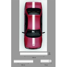 Fiat 3 İçin Uyumlu Aksesuar Kaput-tavan-bagaj Çift Şerit Oto Sticker Beyaz 20 120 Cm-20 100 Cm-75 20 Cm