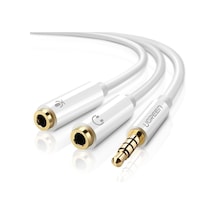 Mikrofon Ve Kulaklık Ayırıcı 3.5 Mm Y Kablo Beyaz