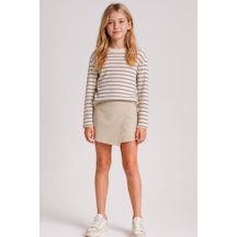 Esila Kids Kız Çocuk Gabardin Şort Etek Günlük Rahat Ve Şık Çocuk Şort Etek Modeli Bej
